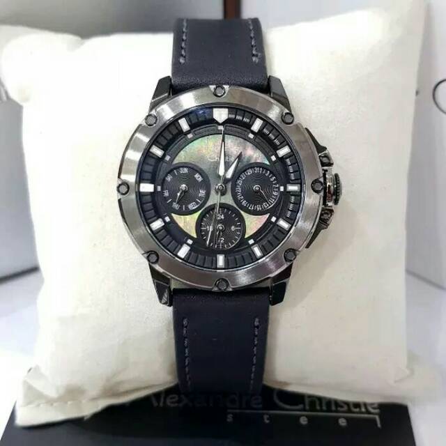 Jam Wanita Alexandre Christie Ac 6416 Leather Black keren kasual terbaru