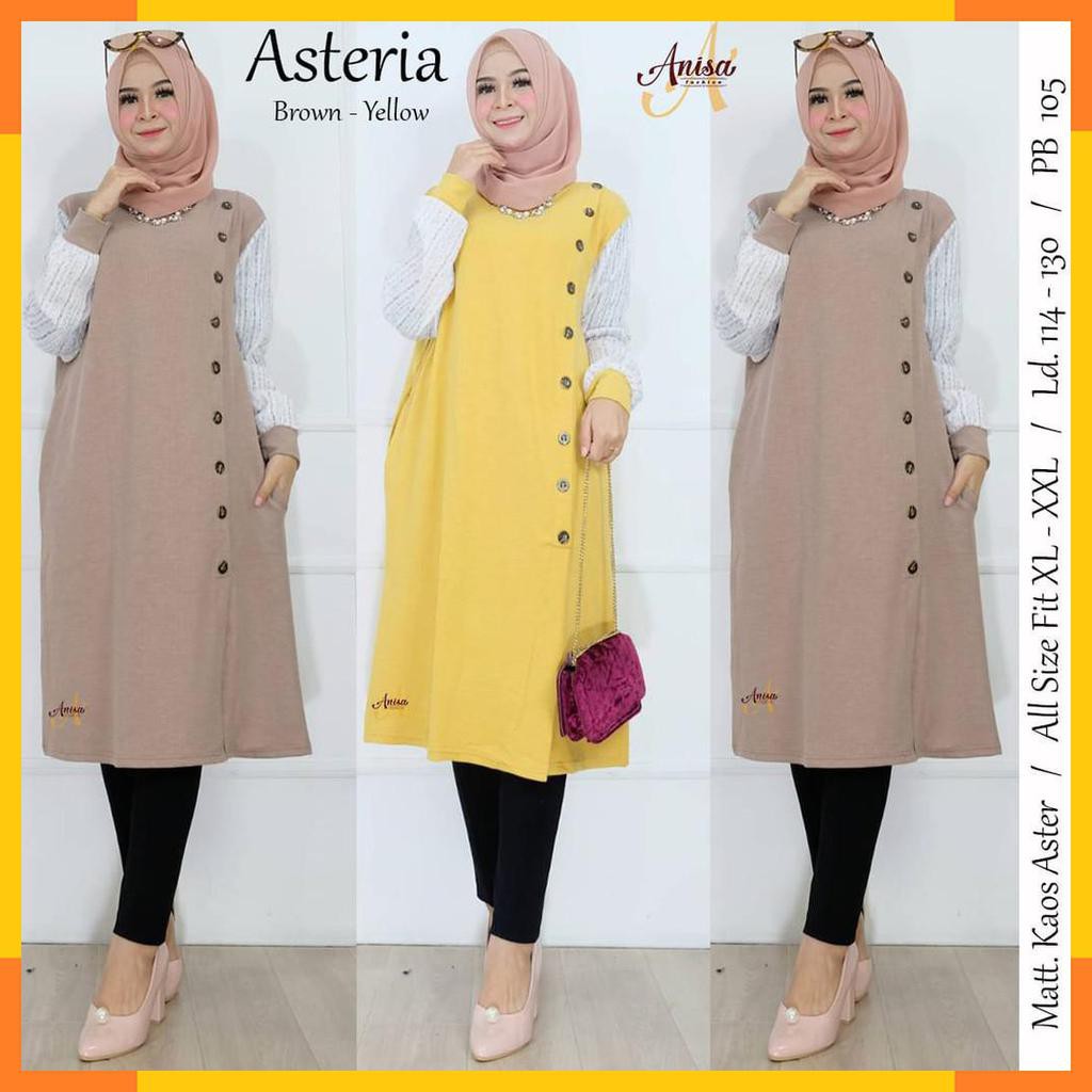 LONG TUNIK. ASTERIA TUNIK. ATASAN FASHION MUSLIM WANITA. BY ANISA