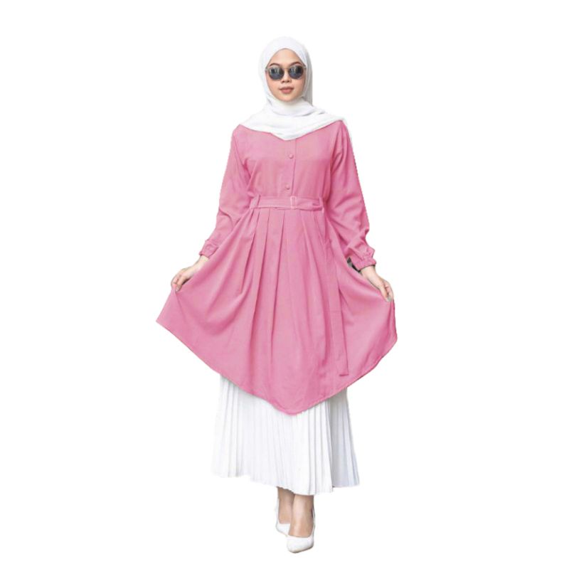 Atasan Tunik Wanita Remaja Terbaru 2021 Kekinian Polos Belt Jumbo Wanita Murah Berkualitas Dzuvia 4