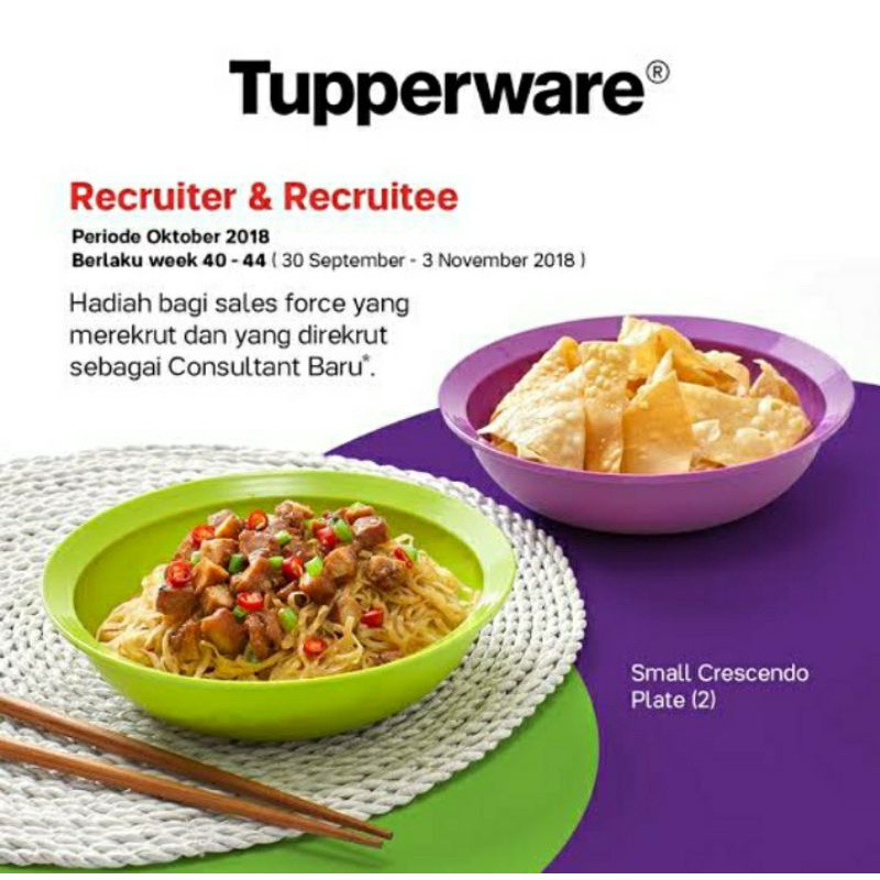 TERMURAH  Petit blossom petite plate ungu tupperware tempat sayur free sendok