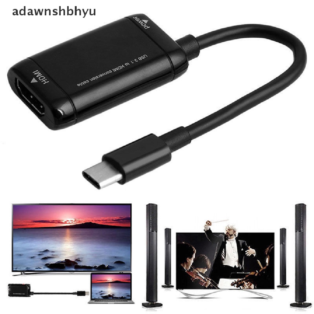 Adawnshbhyu USB-C Tipe C Ke HDMI Adapter USB 3.1 Kabel Untuk MHL Hp Android Tablet Hitam