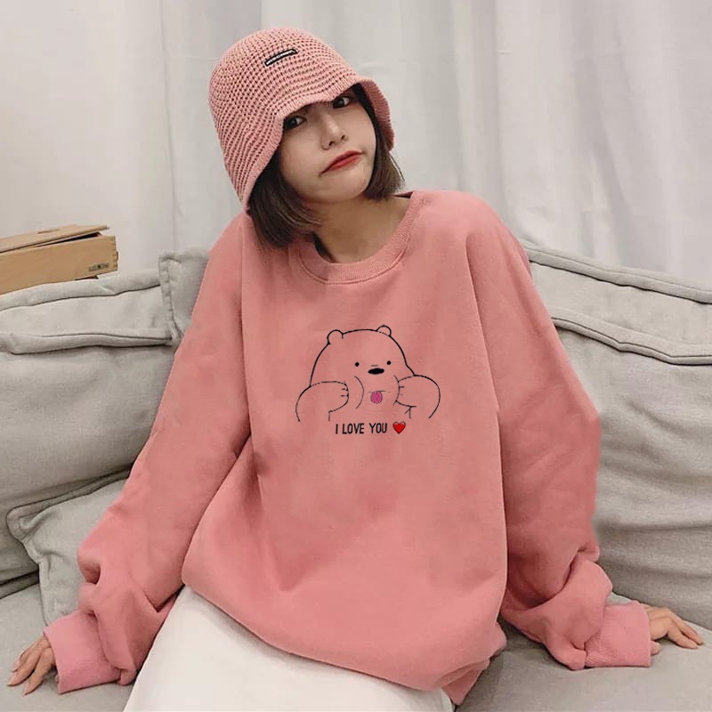 🅳🅵 Sweater Panda Love Pria &amp; Wanita | Sweater Korea Style Fleece Cotton | Dhea Fashion