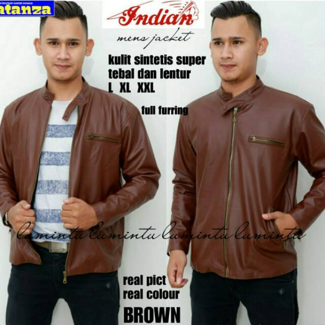 Jaket kulit Indian bahan Kulit Sintetis Super