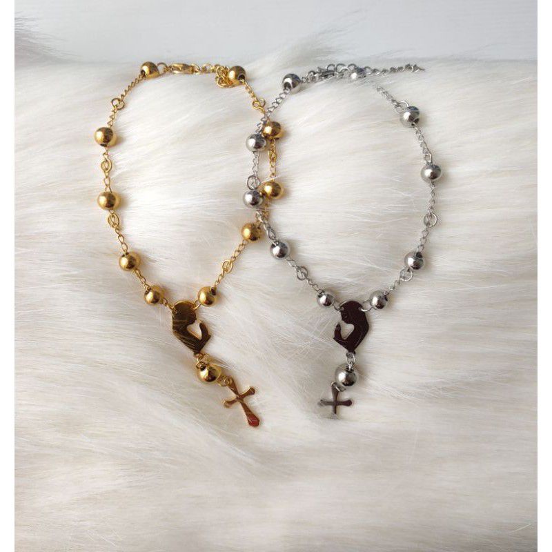Gelang Tangan Rosario Bunda Maria Warna Emas Dan Putih