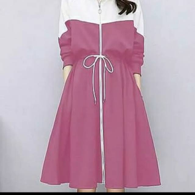 Dress Midi Polos Bagus Simple Casual Santai Serut Tali