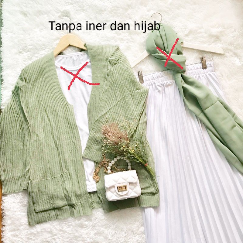 SETELAN CARDI LOOCY DAN ROK PLISKET//SET 2IN1