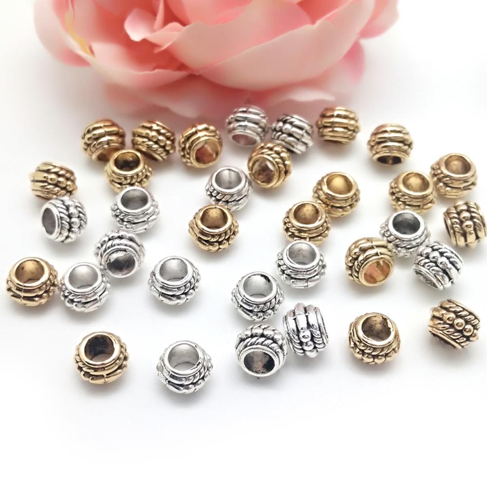 Baru 30 Pcs/lot 6*8 Mm Tiga Lapisan Oblate Beads Zinc Alloy Spacer Beads untuk DIY Gelang Aksesoris Membuat Perhiasan