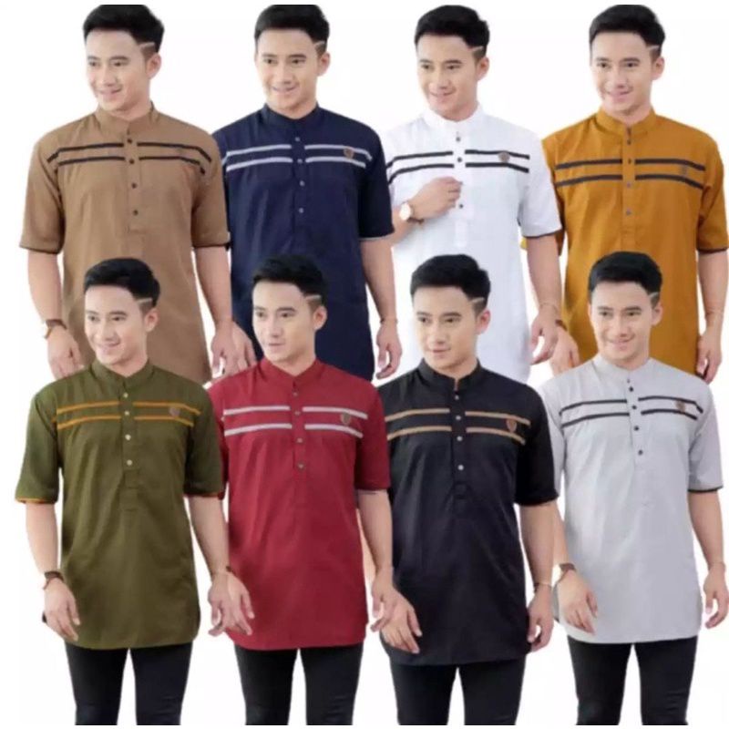 Baju koko kurta list dua lengan pendek pria