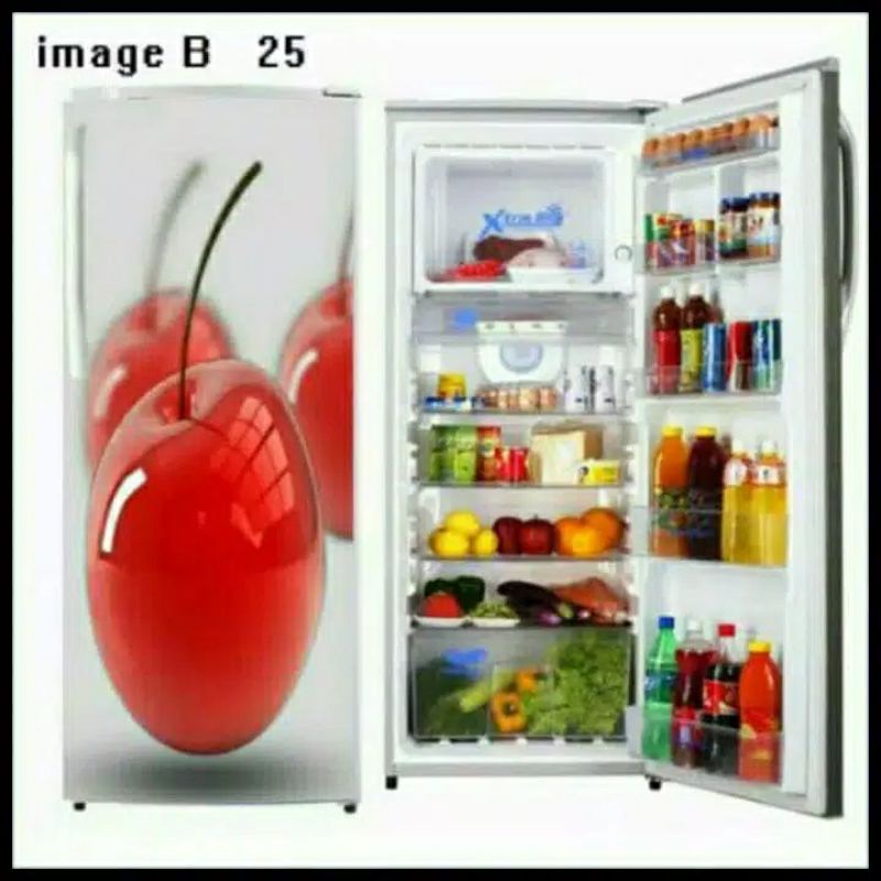 Sticker kulkas 1 pintu motif BUAH CHERRY