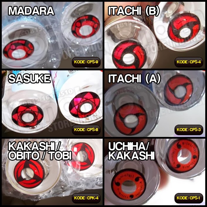 Softlens Geo Crazy Anime Animation Cosplay Naruto Manga Itachi Sasuke Madara Kakashi Uchiha Obito