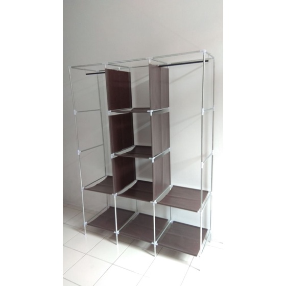 Lemari Pakaian Lemari Kain 2 sisi murah Lemari Portable Jumbo 88130 WHFURNITURE