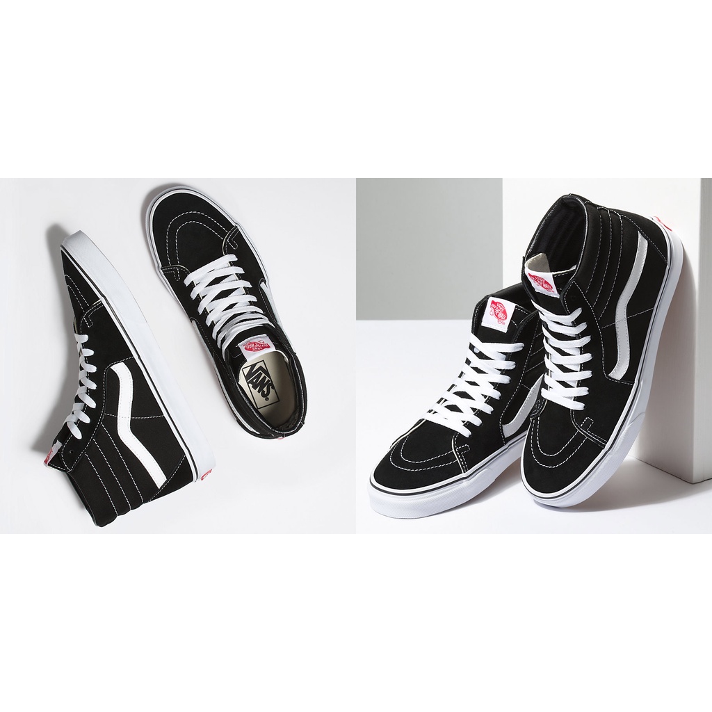 SEPATU SK8 HIGH BLACK WHITE PREMIUM FREE BOX