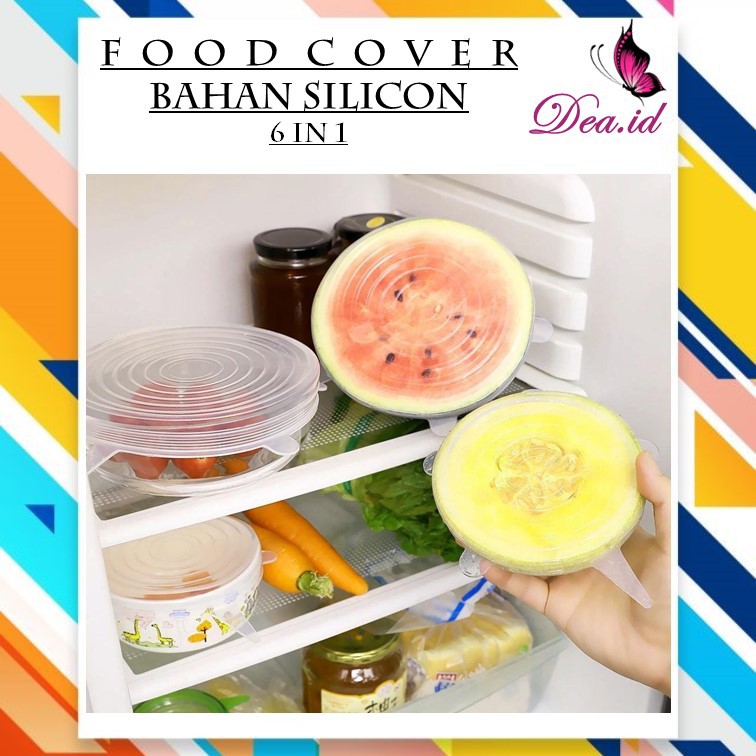 [DEASHOP] FOOD COVER SILIKON - STRETCH BOWL COVER LID SILICON - 6 IN 1 - TUTUP WADAH SERBAGUNA