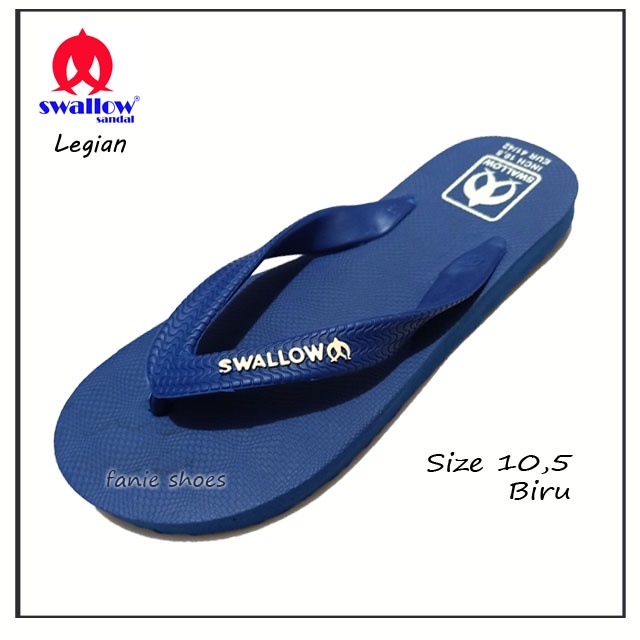 Swallow Legian Sandal Hitam Jepit Karet Pria Wanita 9.5 - 11 / Sandal Wudhu / Sandal Karet