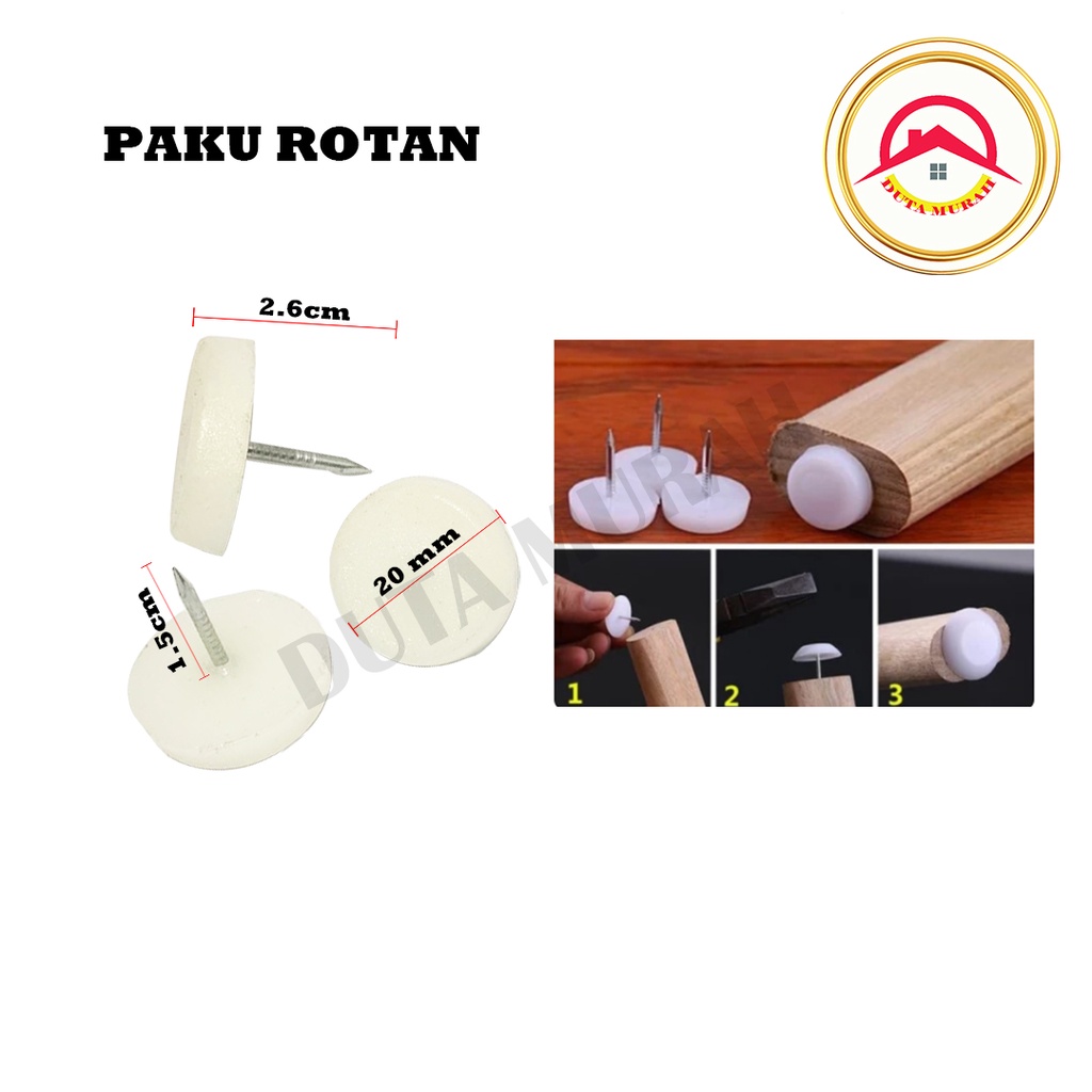 Skrup Paku Oval / Paku Rotan / Paku Plastik Alas Kaki Bawah Meja Kursi Lemari PUTIH, 10 - 50 pcs