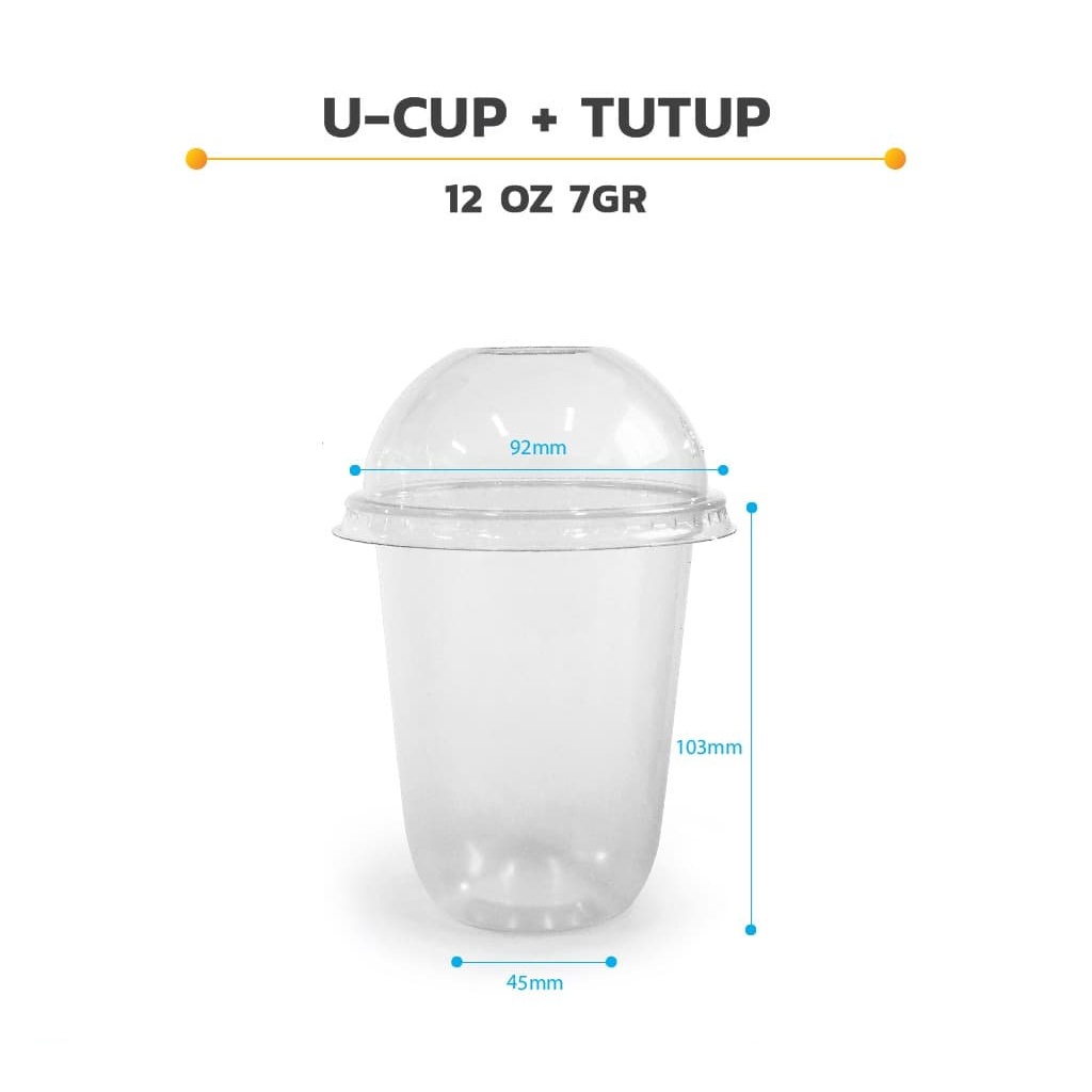 

Oval PP Cup 12oz + TUTUP / U-cup isi 50 / Gelas Plastik Boba Murah