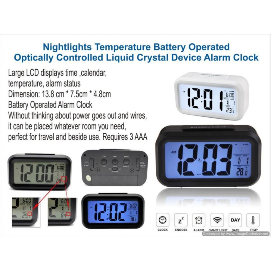 Digital Alarm Clock Large LCD Display Light - Jam Meja Digital