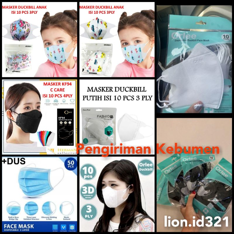 masker duckbill orlee/masker anak/masker lipat/masker hijab/masker earloop/masker murah kebumen