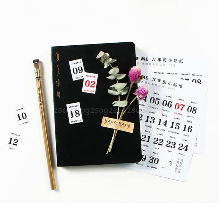 Vintage Calendar Paper Sticker (12 sheets)