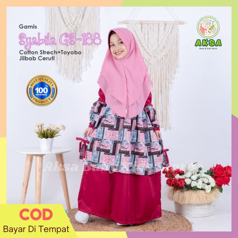 Cutetrik Baju Muslim Gamis Anak Perempuan Katun Toyobo Usia 4-12 Tahun