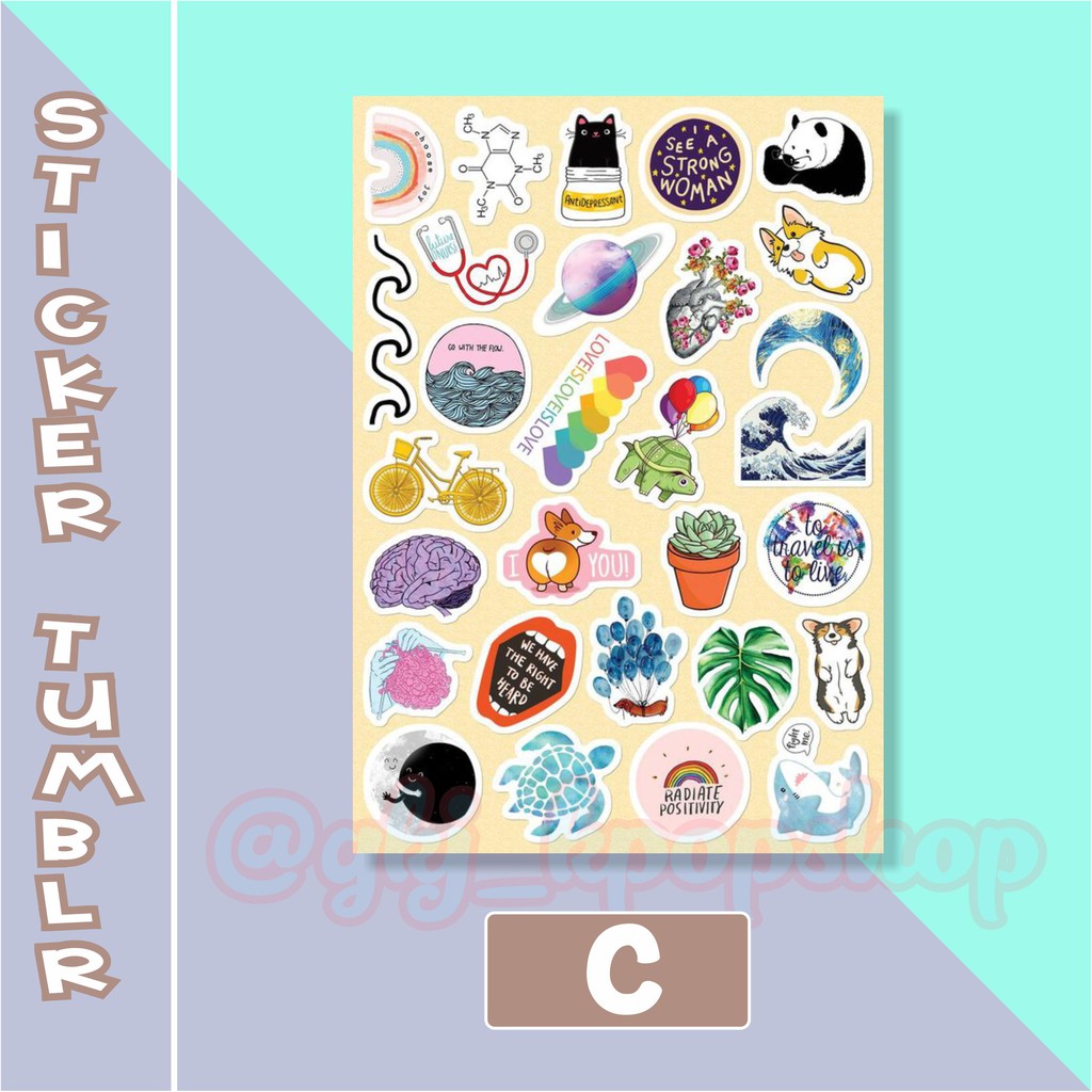(PART 1) STICKER TUMBLR AESTHETIC STIKER LAPTOP STIKER CASE HP MURAH-C