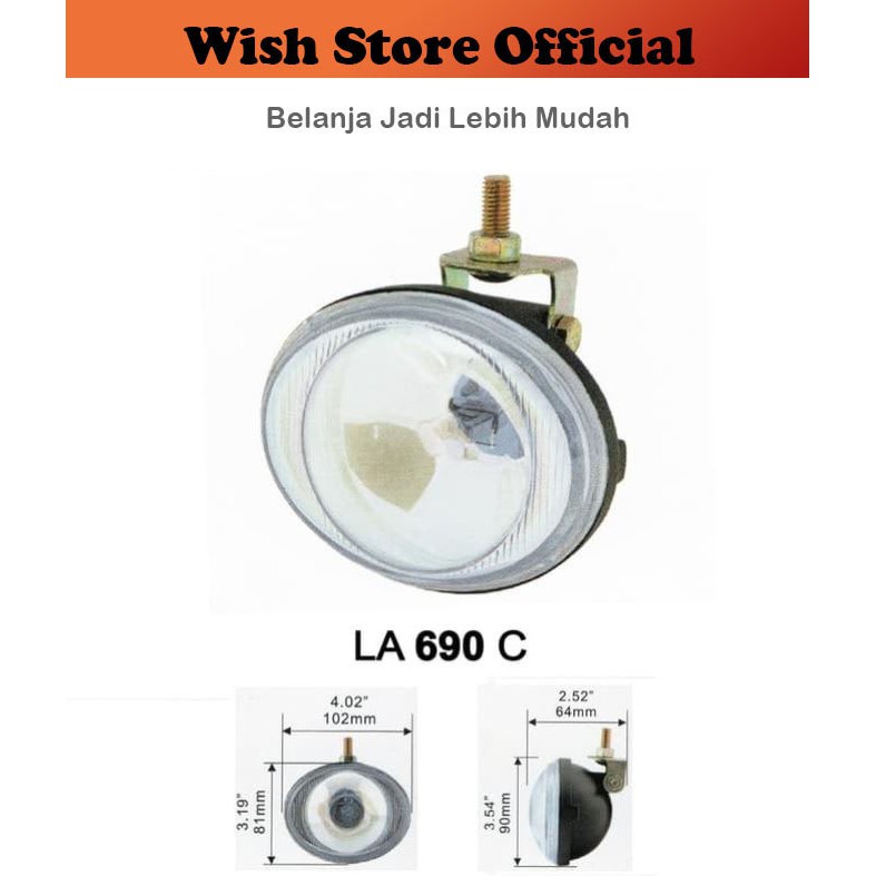 Fog lamp Lampu Kabut Foglamp Bemper model Oval Taruna / Baleno / Universal 4" inch 1 SET LA 690