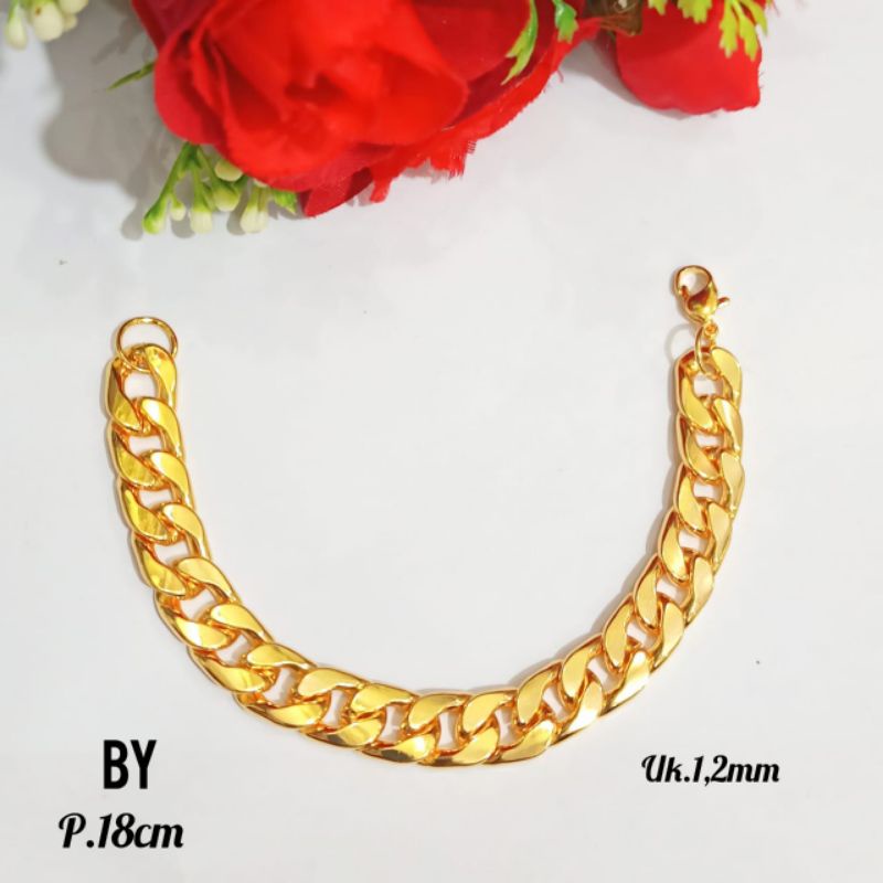 COD|| Gelang Rantai Dewasa TITANIUM Gold &amp; Silver, Pria wanita TIDAK LUNTUR