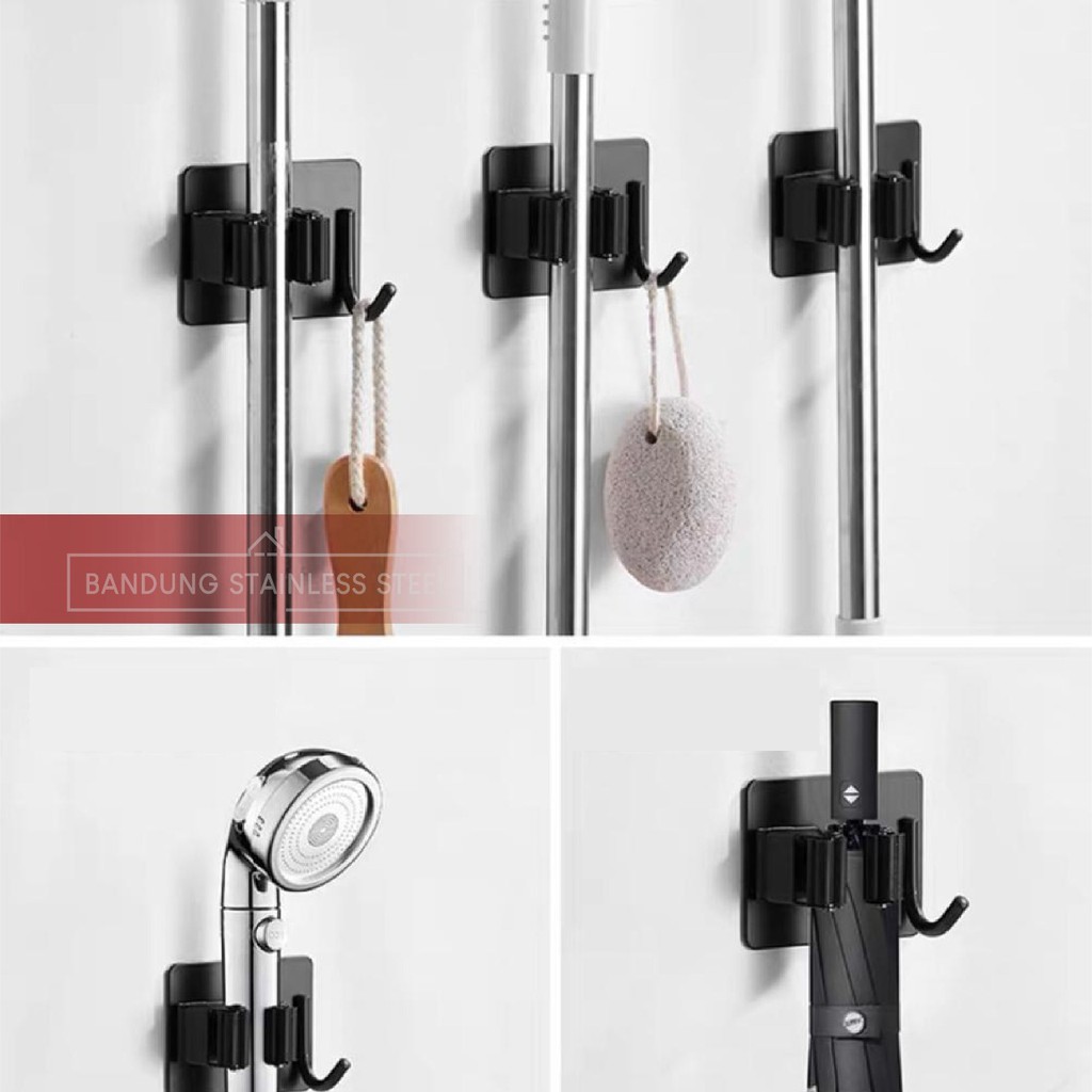 Hanger Jepit Kait Stainless gantungan Pel Sapu Sikat Kapstok All in magic mop holder J-A101