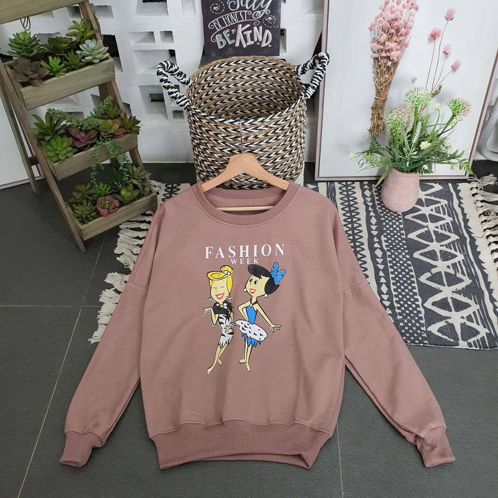 Flinstone Wife Sweater Unisex Motif Print-OOTD Best Quality All Size Fit to L