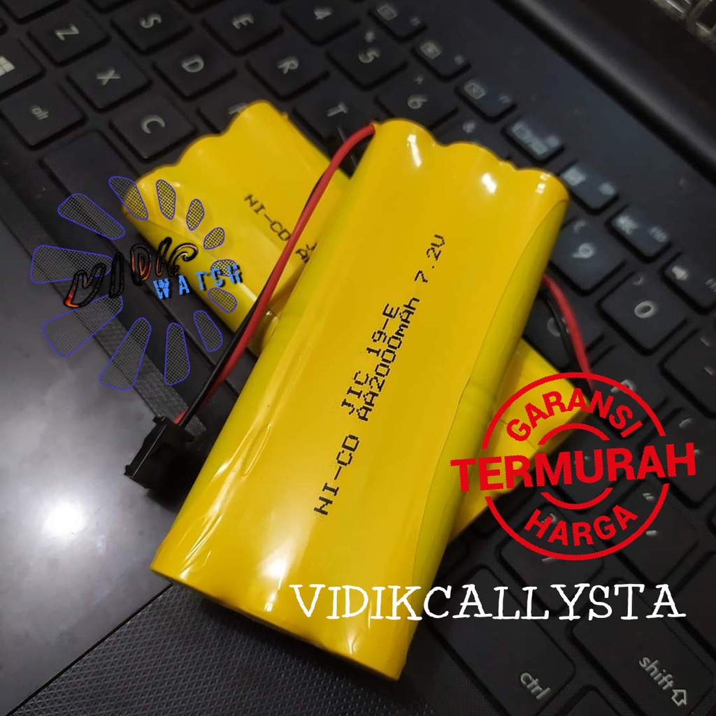 Baterai NiCd RC AA 2000mAh 7.2V Socket Hitam isi 6