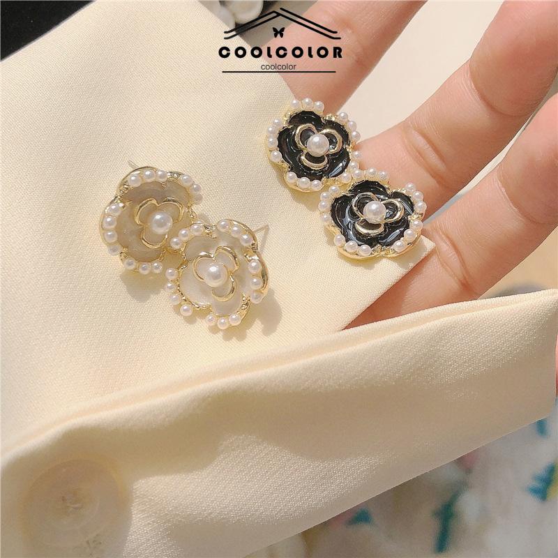 COD Tren Anting Pejantan Camellia Gaya Hong Kong Anting Pejantan Perak Mutiara- cl