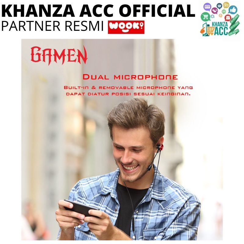 KHANZAACC GAMEN GE200 Earphone Gaming Dual Microphone Virtual Stereo Surround Sound In-ear