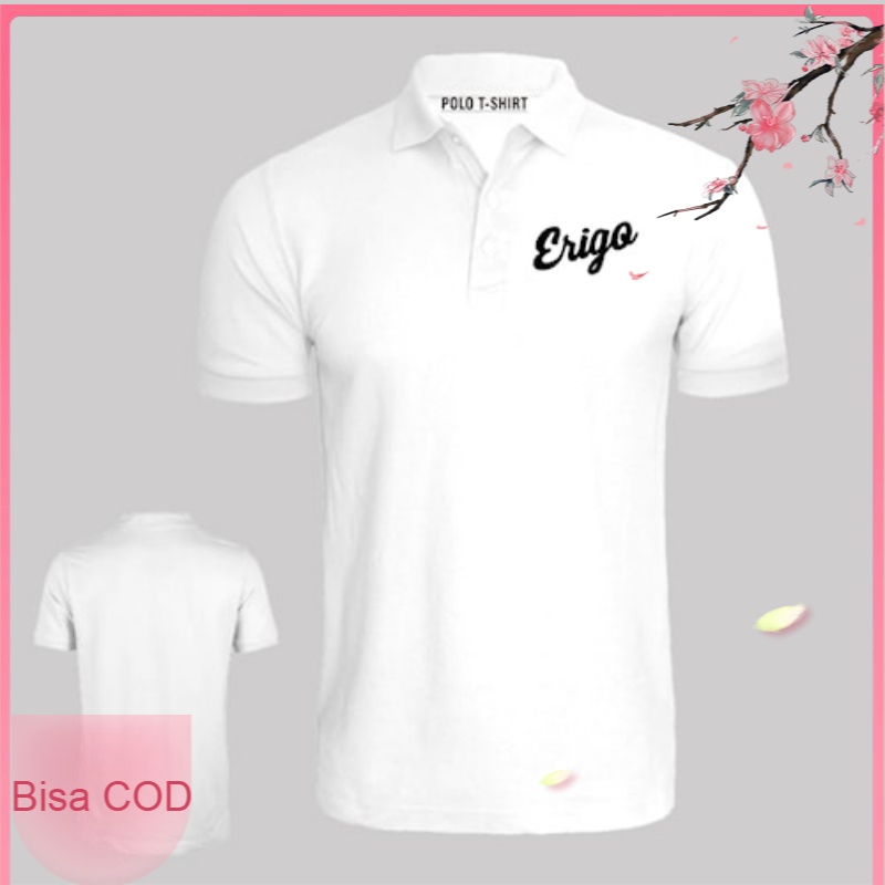 Kaos Pria Polos Baju Kerah Logo ERIGO Hitam Super Premium