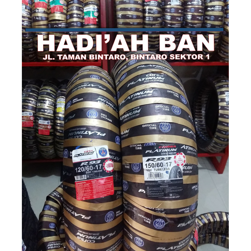 Ban motor sport sepasang corsa platinum R93 120/60-17 + 150/60-17 Ori