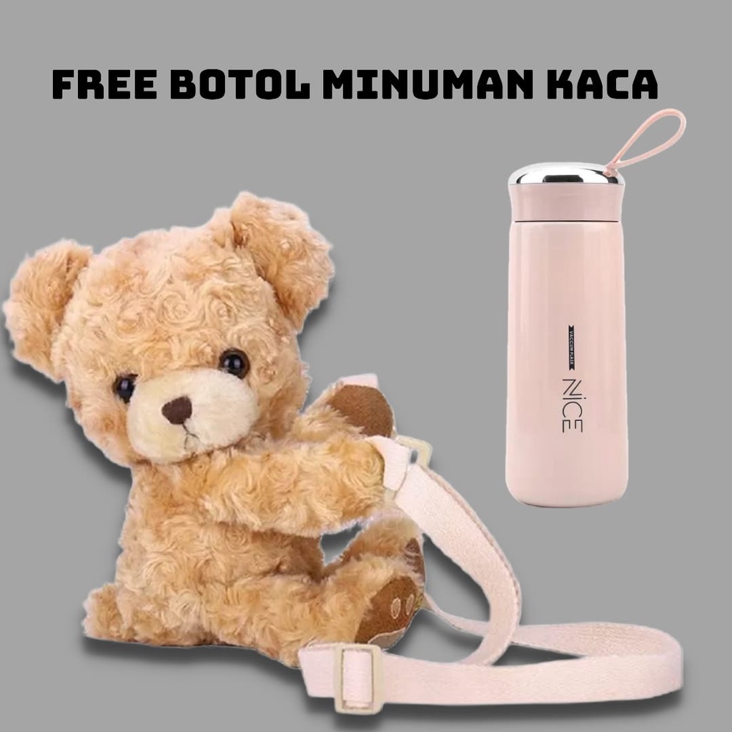 FLASE.ID OFFICIAL - Tas Wanita Diagonal Satu Bahu Senyum Beruang Mewah Lucu Kartun Anak Perempuan Fashion Baru Tas Boneka Mewah Tas Bahu Hewan Tas Tangan