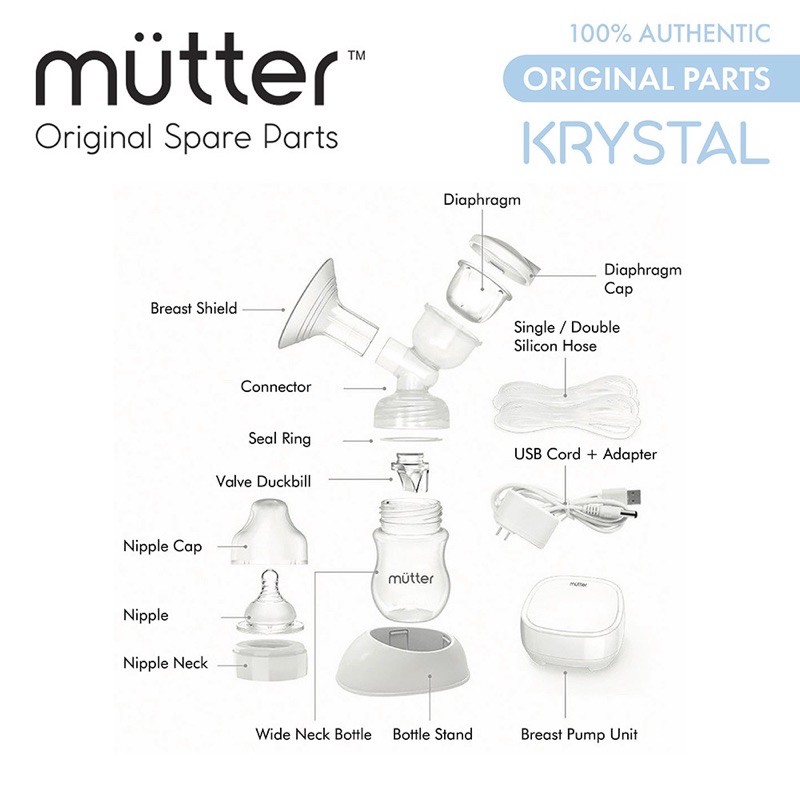 Sparepart mutter krystal Valve Corong Diafragma Selang Charger botol