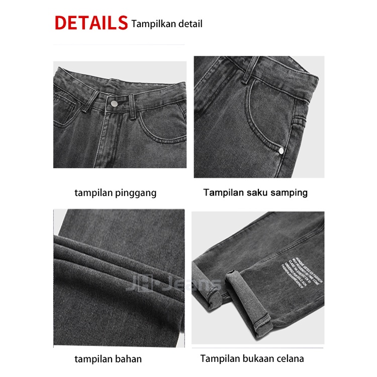 Celana jeans pria korean style celana panjang pria kulot jeans hitam celana panjang oversize loose straight jeans fashion pria celana cutbray baggy pants boyfriend jeans2023