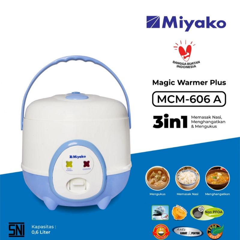 Miyako Magic Warmer Plus [0,6L] MCM 606 A Rice Cooker Mini MCM-606 A 0.6 Liter Magic Com Miyako 0.6L