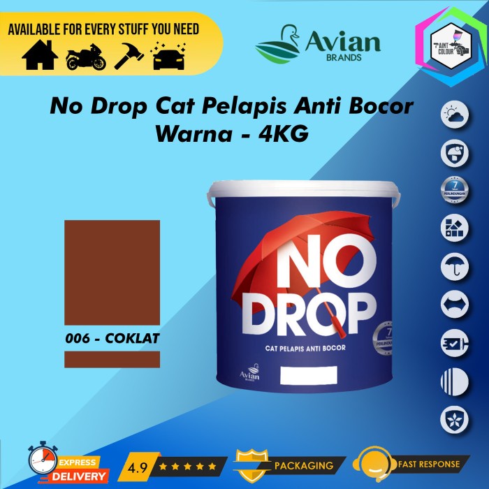 NO DROP 4KG/Galon Cat Pelapis Anti Bocor - 006 Coklat