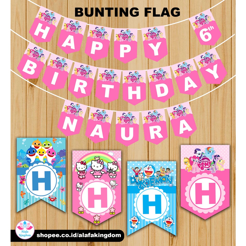 Jual Alafakingdom Bunting Flag Custom / Banner Birthday Segi 5 / Banner