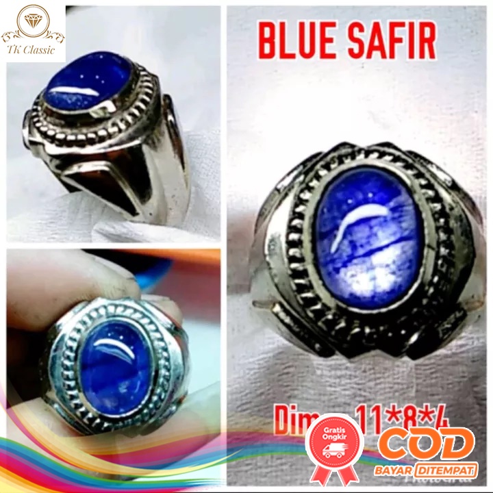 Natural Batu Permata Blue Safir Jaminan Asli