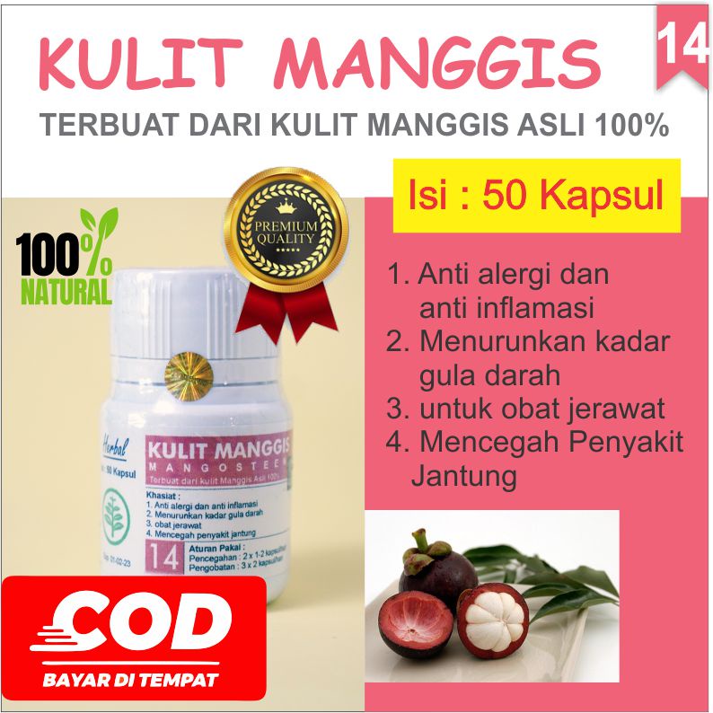 

Kulit Manggis Kapsul Herbal Obat gula darah jerawat alergi jantung