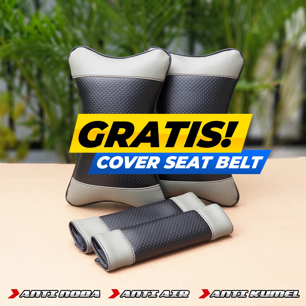 [ FREE COVER SEATBELT ] Bantal Mobil Bantal Headrest - Hitam Abu