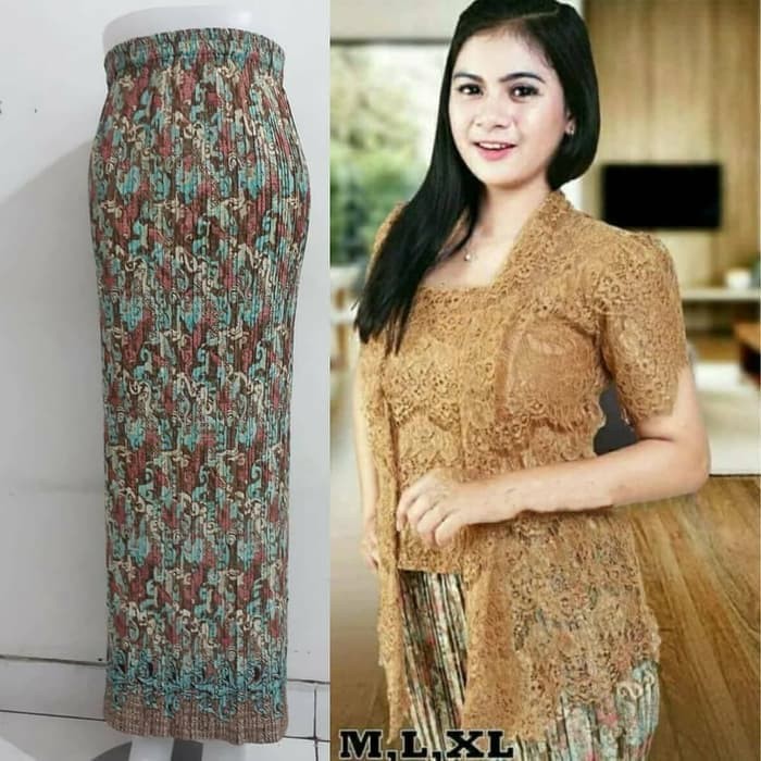 Setelan Kebaya Brokat Kutubaru Lace Pendek Rok Panjang