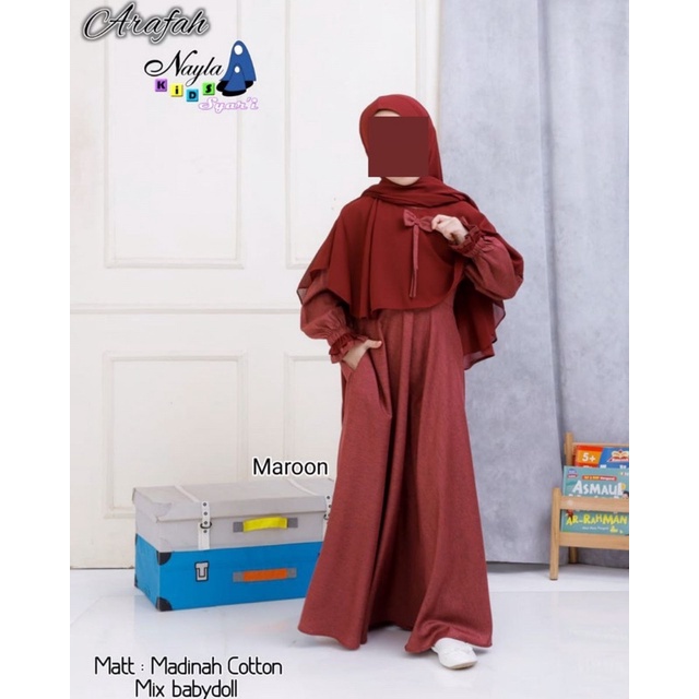 Gamis anak - remaja set Arafah by nayla kids /gamis arafah bahan katun madinah /Gamis katun madinah