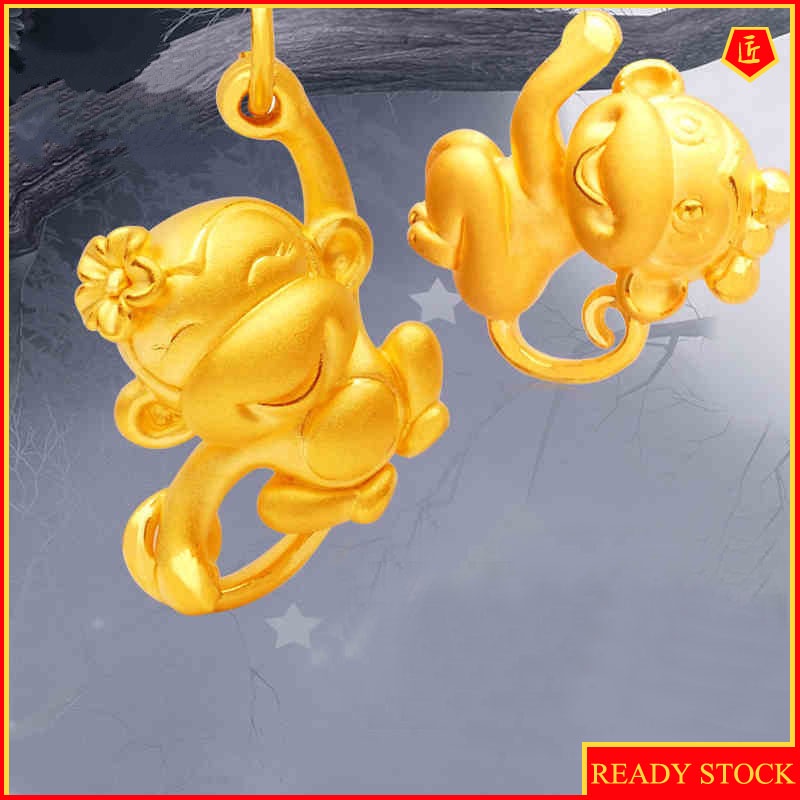 [Ready Stock]3D Zodiac Monkey Gold Pendant Cute Wild Temperament