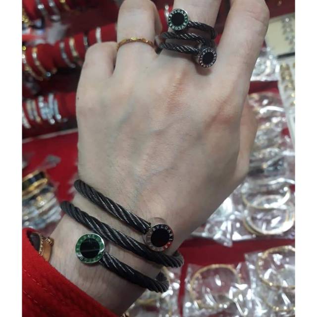 Gelang Set Cincin Besi Putih Asli Ternate