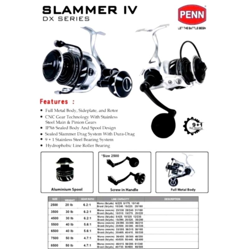 Reel Penn Slammer IV DX 4500/6500/8500