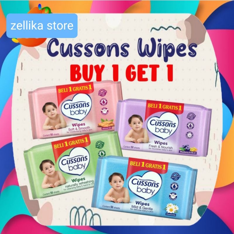 TISSU BASAH CUSSONS BABY WIPES BUY 1 GET 1 (50SHEETS)