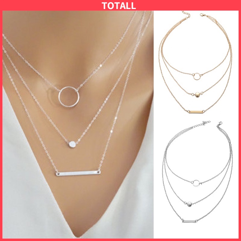 [✅READY STOCK] Paduan Sederhana Kalung Lingkaran Geometris Liontin Multi-elemen Kombinasi Fashion Liar Wanita  Penjualan Panas Mode